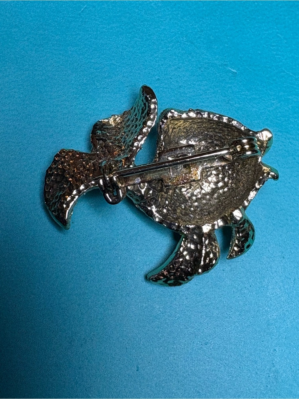 Vintage MCM Koi Gold Tone w/Colored Cabochons & Rhinestone Figural Fish Brooch - Picture 5 of 6